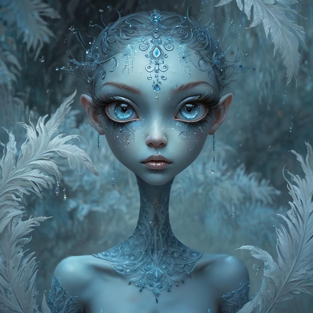 Ethereal Being with Blue Skin in Magical Realism Style