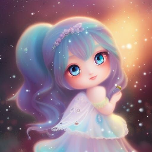 Chibi Snow Princess in Pastel Fantasycore Style