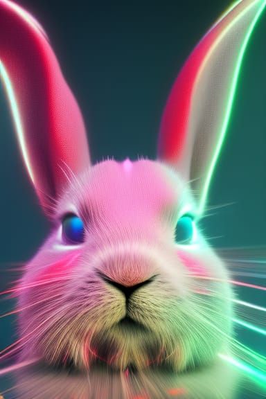 Iridescent Galaxy Rabbit in Space