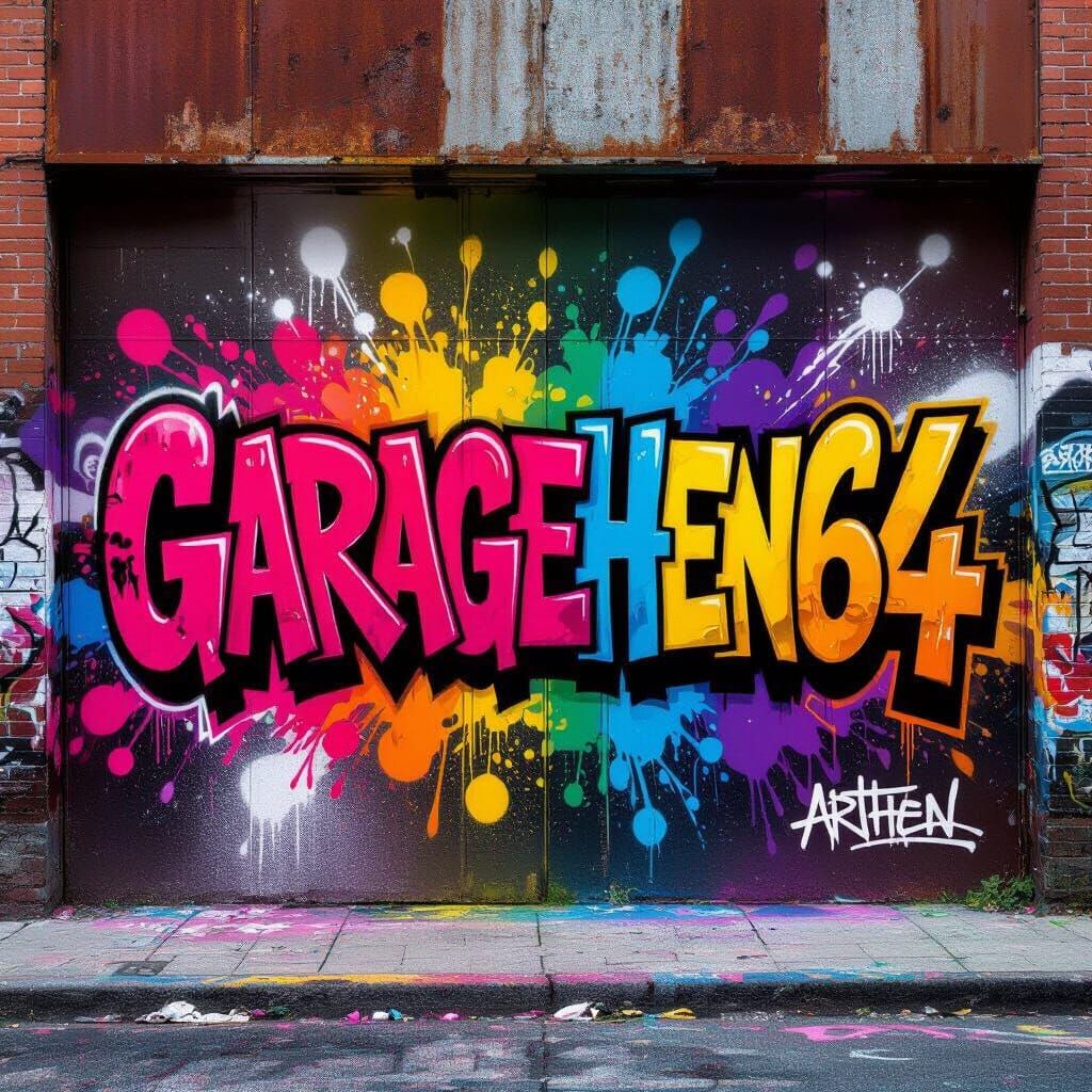 Vibrant Graffiti Mural on Rusty Warehouse Building