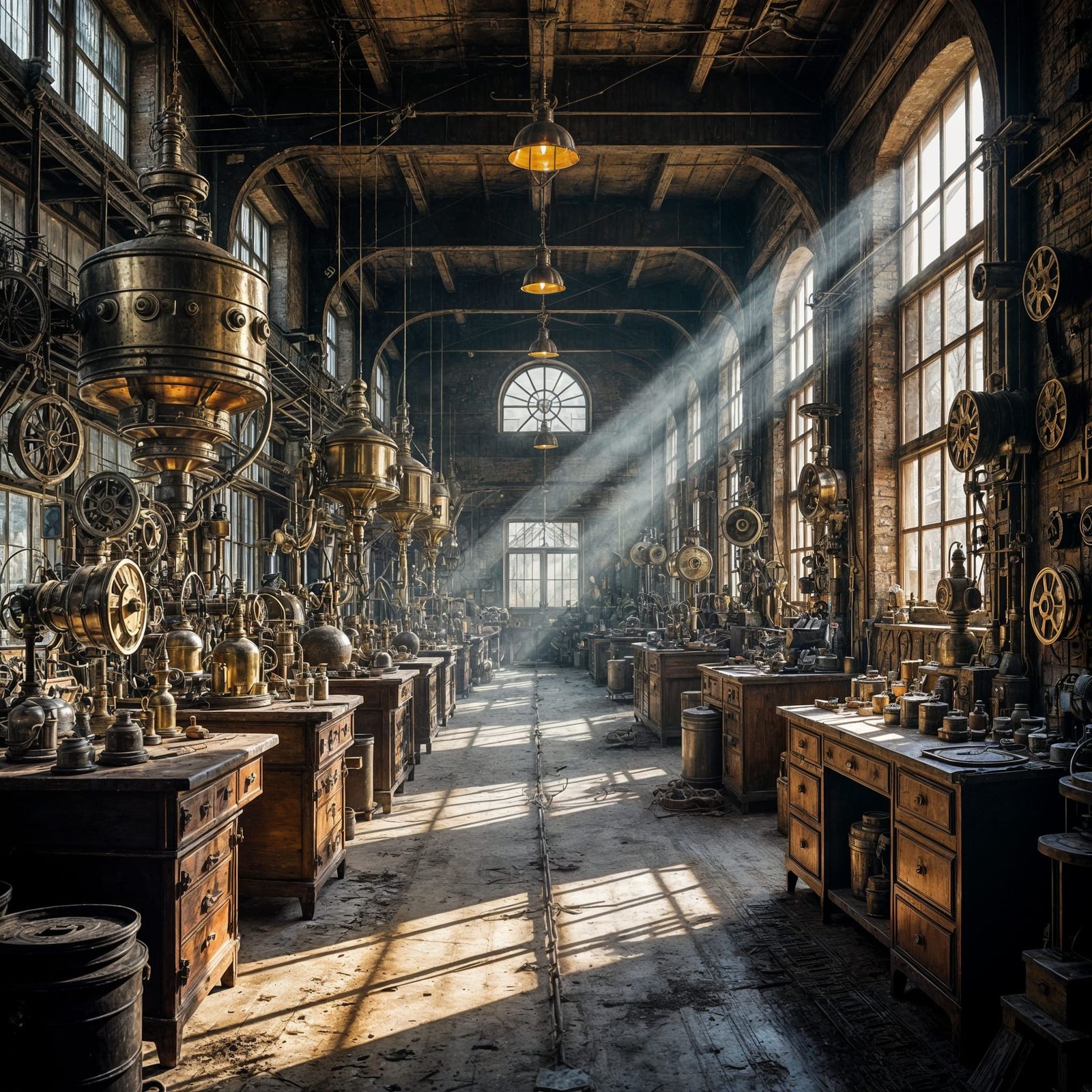 Abandoned Brass Workshop with Vintage Gears