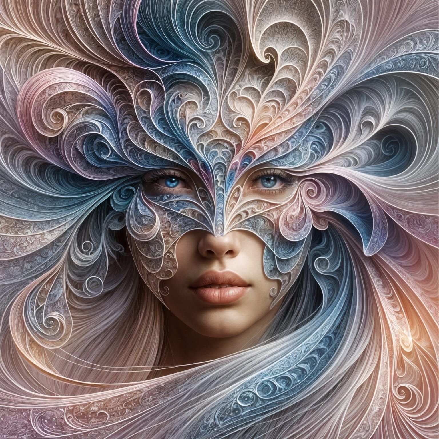 Ethereal South Asian Goddess in Surrealistic Art Nouveau