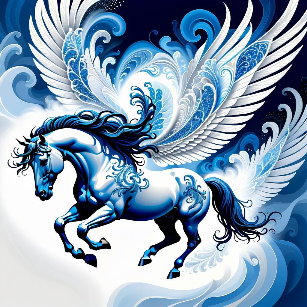 Abstract Pegasus in Flight: Digital Generative Art