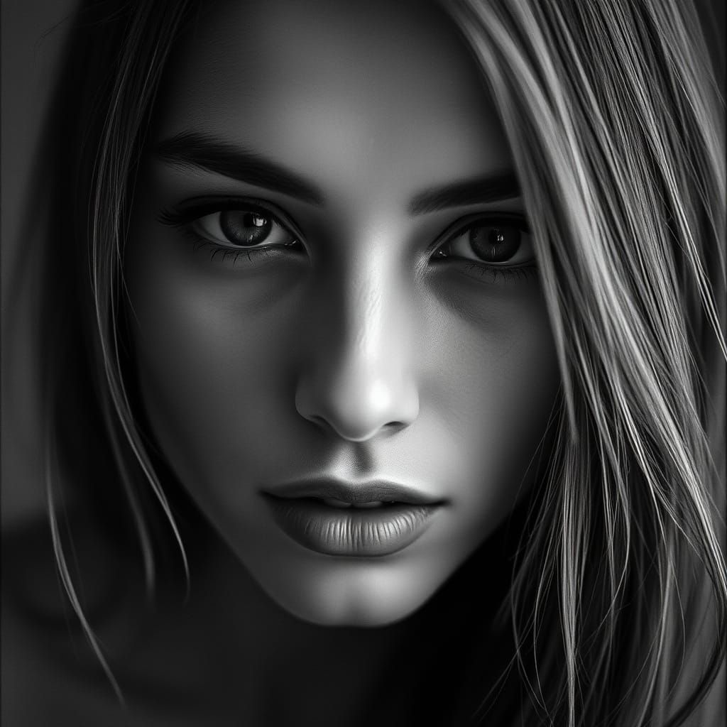 Breathtaking Black and White Portrait in Studio Lighting
