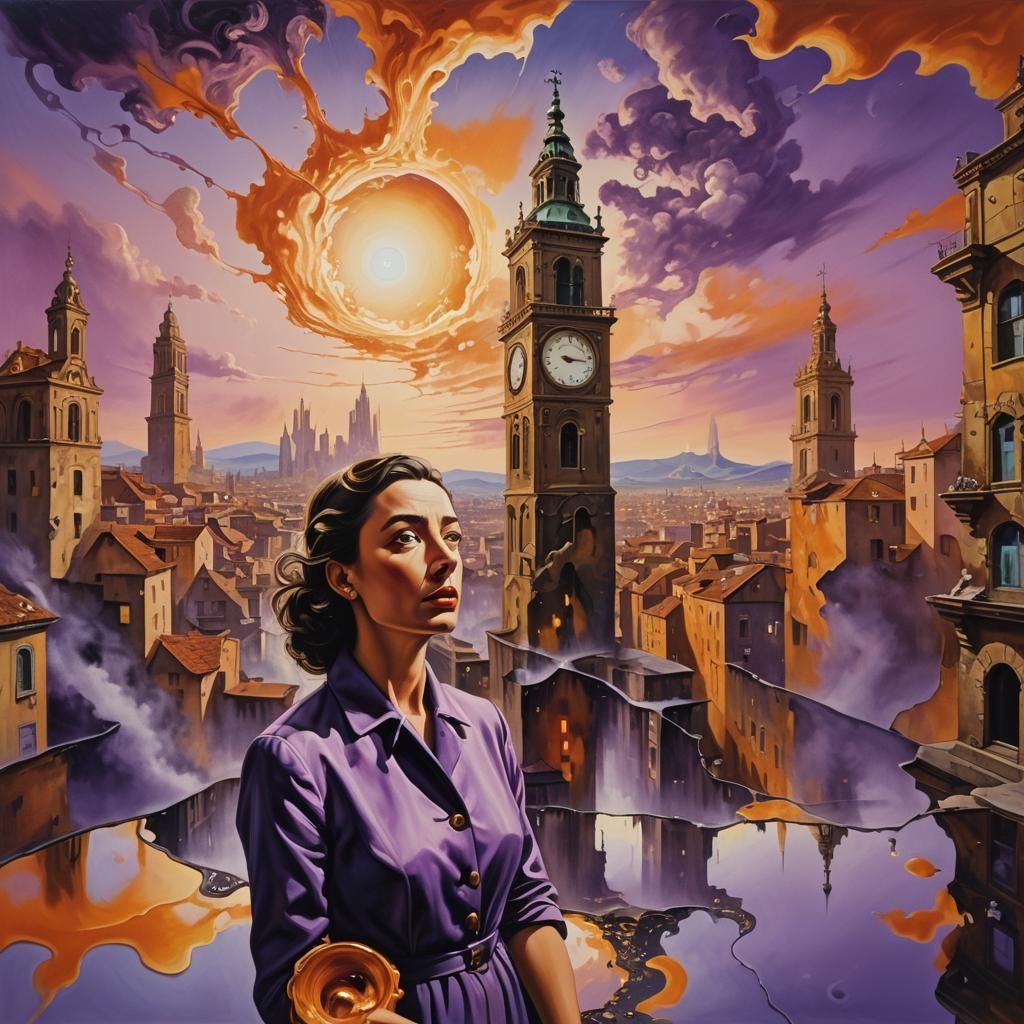 Surreal Deja Vu Dreamscape in Oil Painting Style