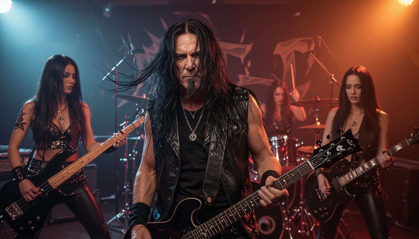 Metal Band in Dramatic Lighting, Helmut Newton Style