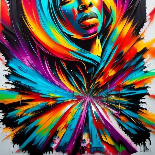 Colorful Polychromatic Graffiti Street Art in Splash Style