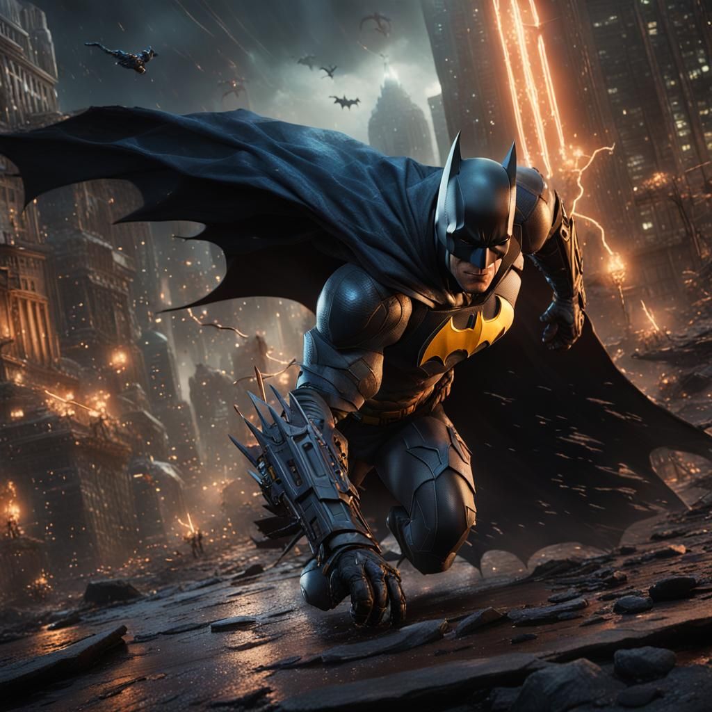 Batman Confronts The Flash: Detailed Matte Painting