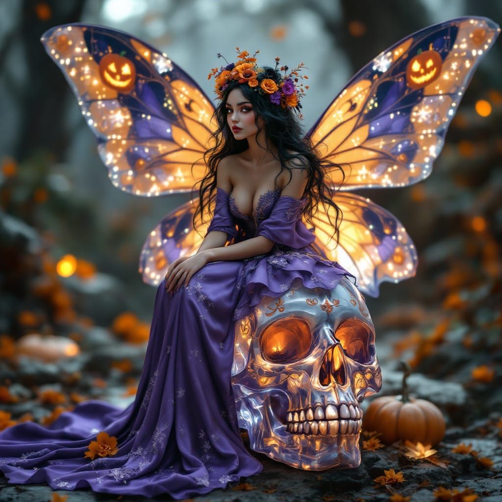 Fairy Sitting on Skull