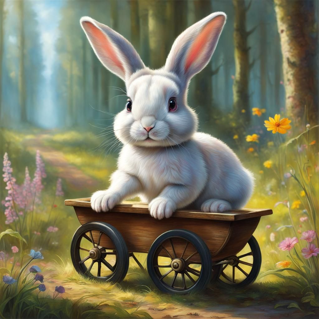Bunny in a Wagon