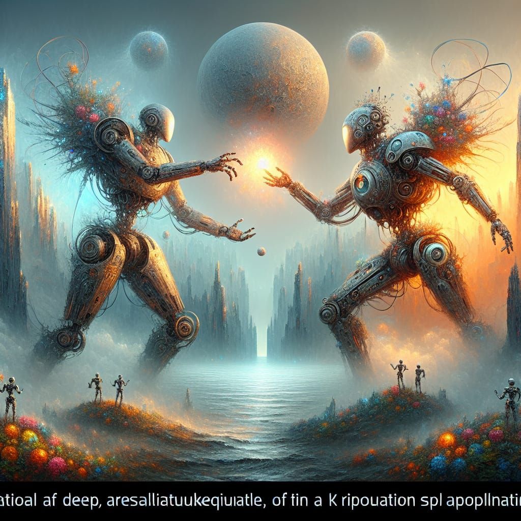Fantastical AI Robots Hector and Andromache in Digital Art