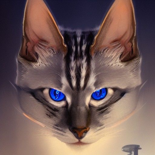 Chrome Cat Robot Portrait in Detailed Digital Art