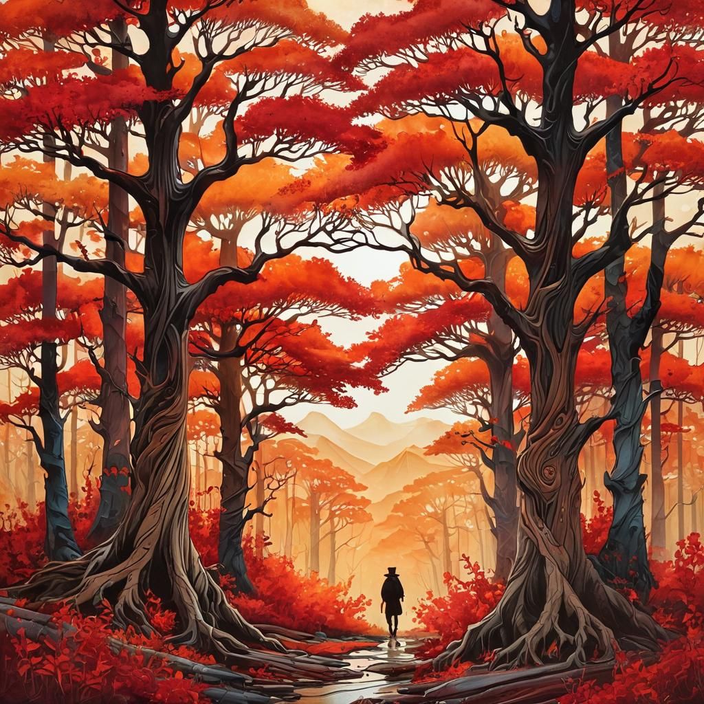 Crunching leaves underfoot