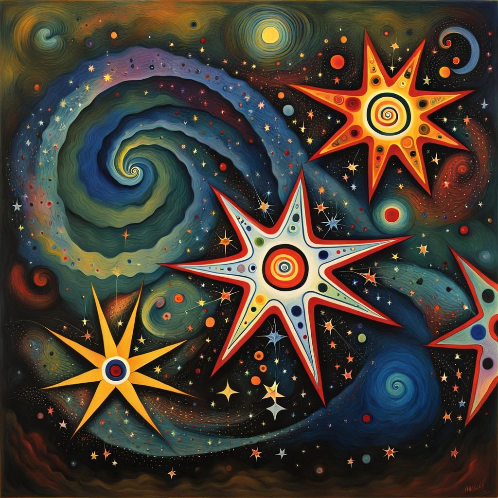 Abstract Geometric Landscape in Naive Art Style