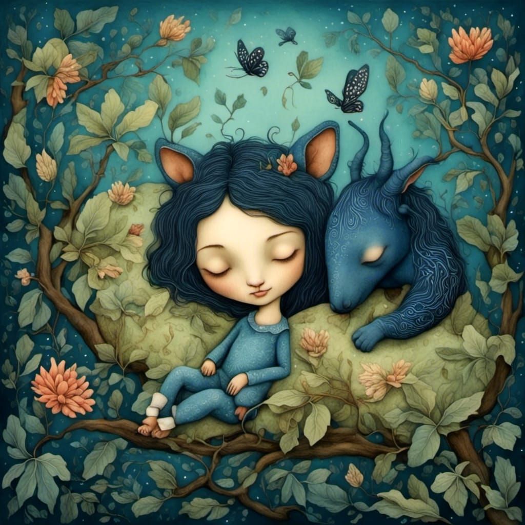 Paulina and her blue pet