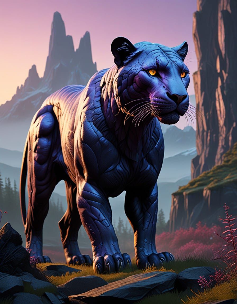 Mystical Panther Chimera in Dreamlike Realm