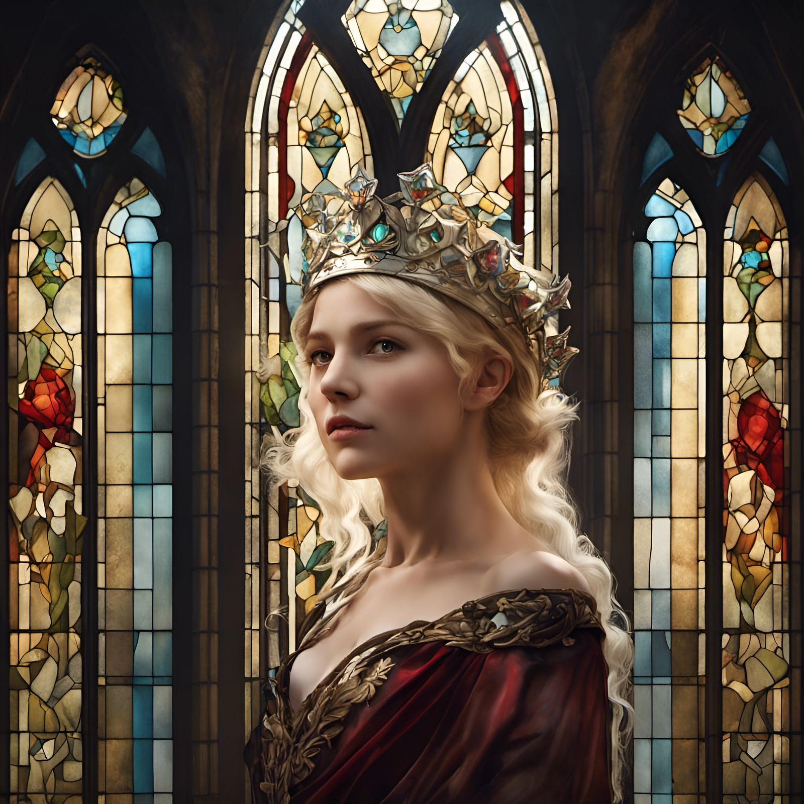 Stained Glass Portrait in Tiffany Style