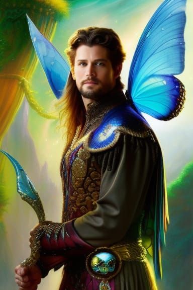 Fairy King Portrait in Floral Fantasy Style