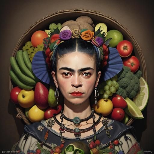 Frida Kahlo Angel Skull Still Life: Matte Painting
