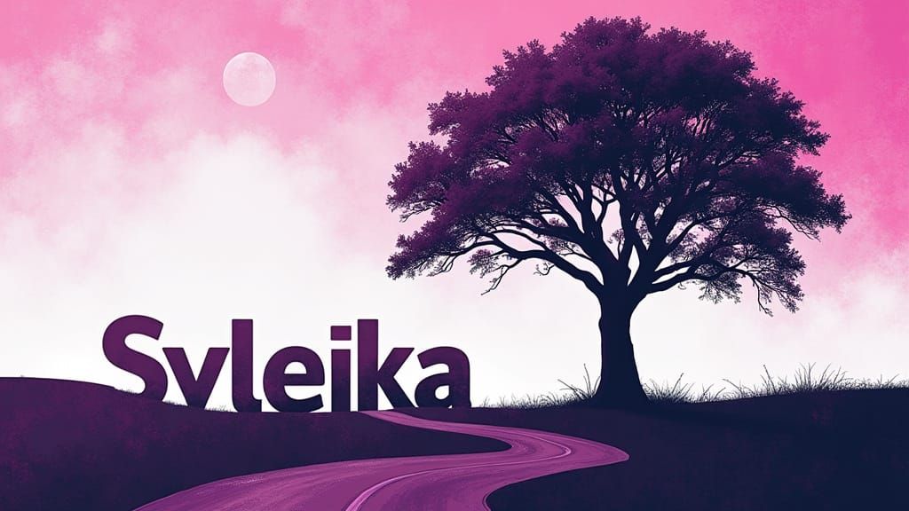 Syleika Logo in Triadic Colors on Purple Background