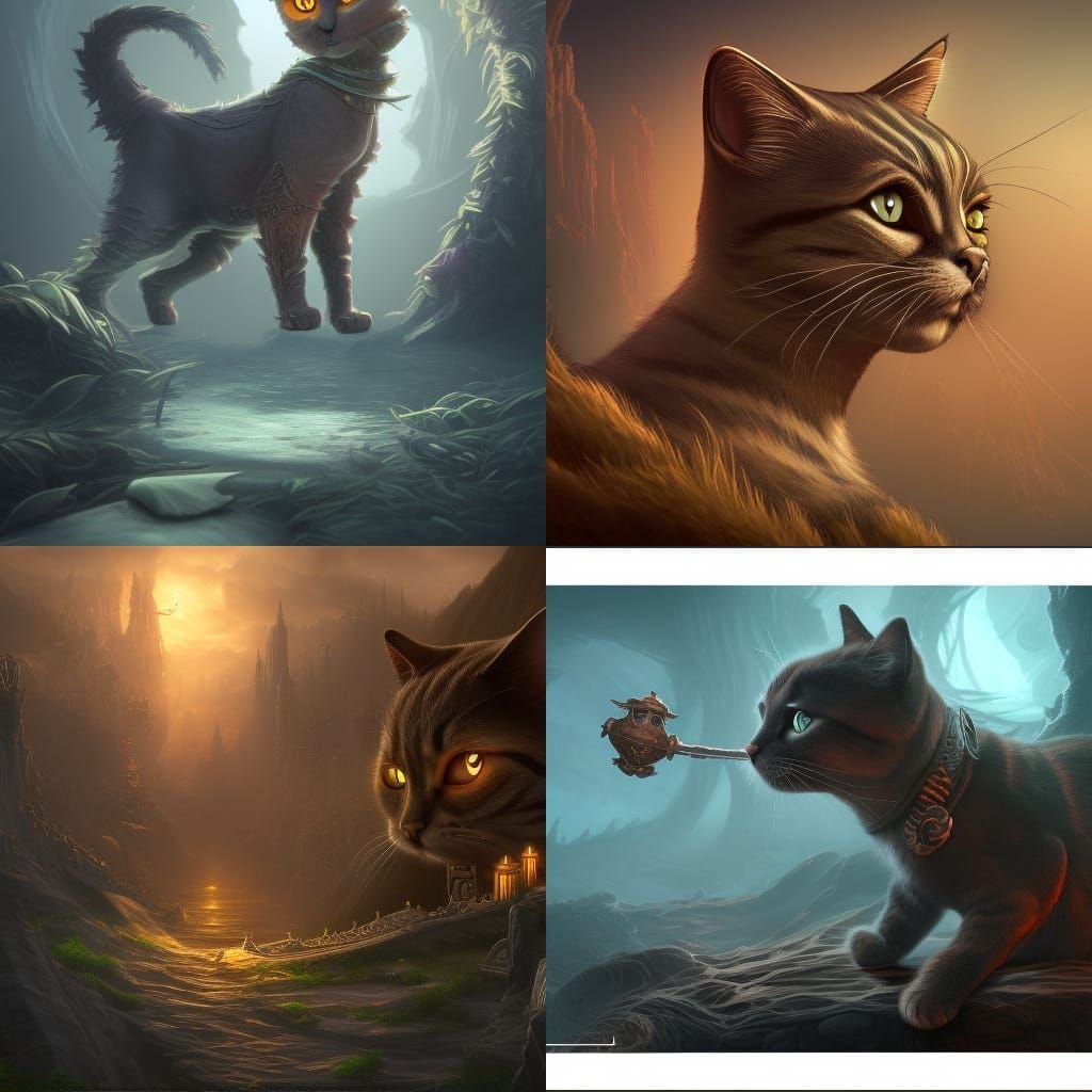 Fantastical Cat Design: Detailed Matte Painting