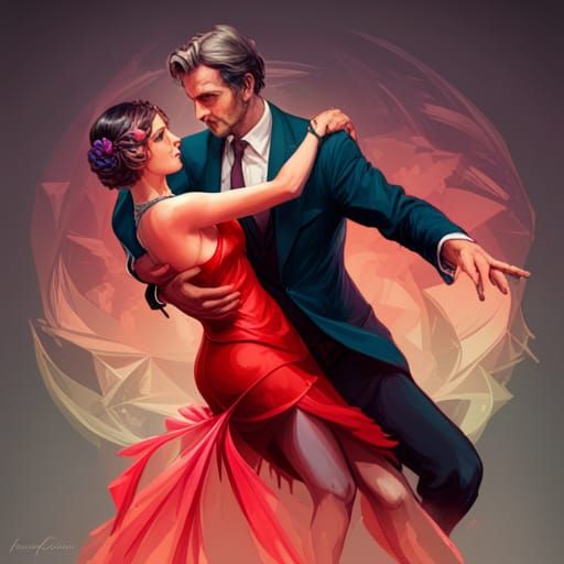 Romantic Tango Couple in Hyperdetailed Digital Art