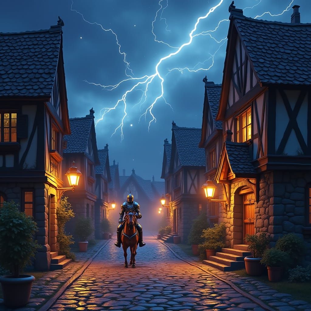 Vibrant Dragon and Knight in Medieval Fantasy Landscape