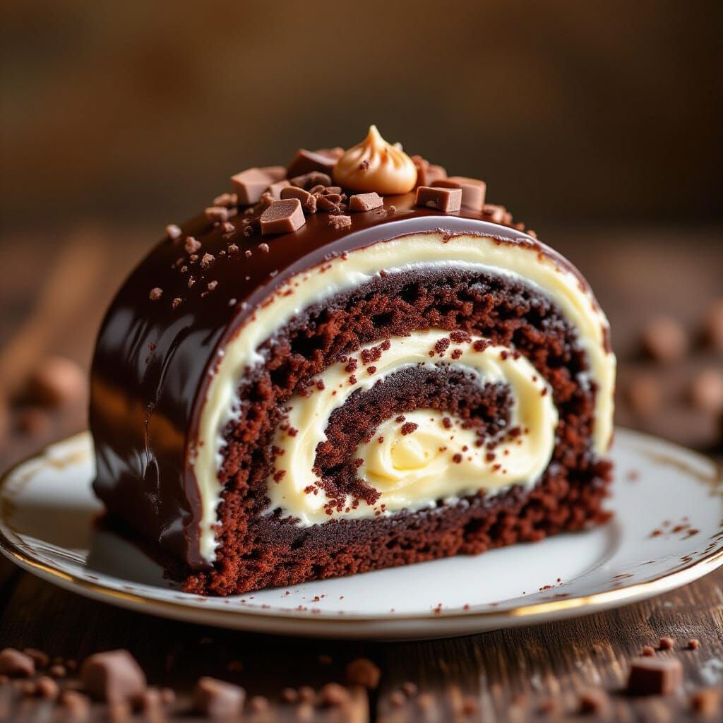 Decadent Chocolate Mini Roll Cake with Cream Filling