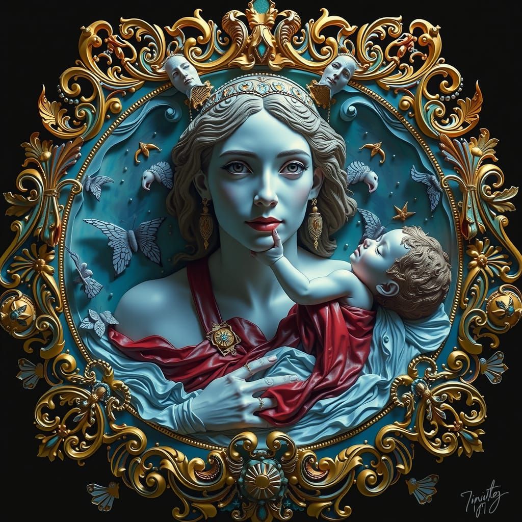 Hyperrealistic Sculpture Reflecting Life's Cycle