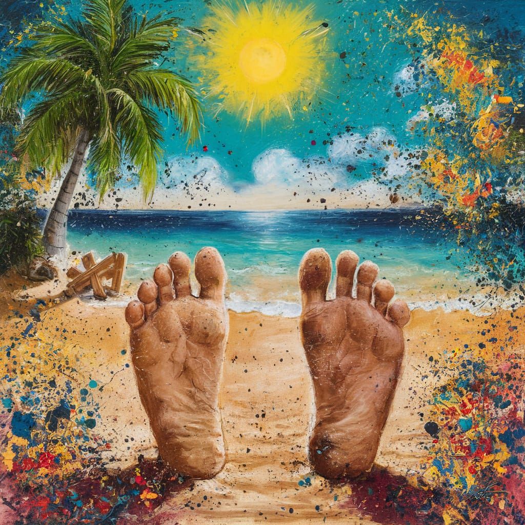 Beach Footprints: Graffiti Art by the Sea