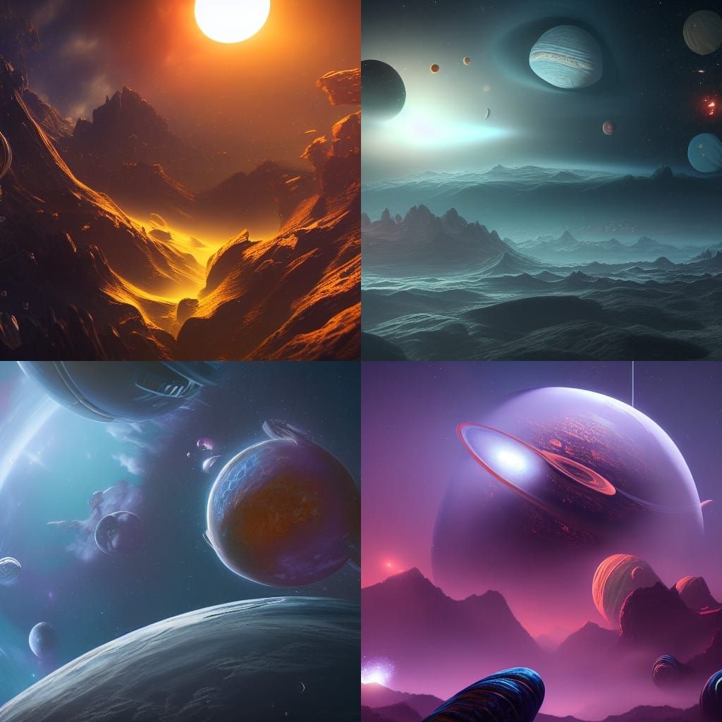 Fantastical Outer Space Matte Painting in Deep Color