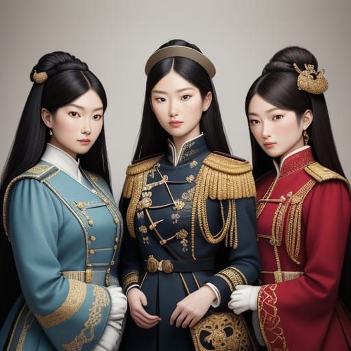 Elegant Korean Women in Napoleonic Chic Portraits