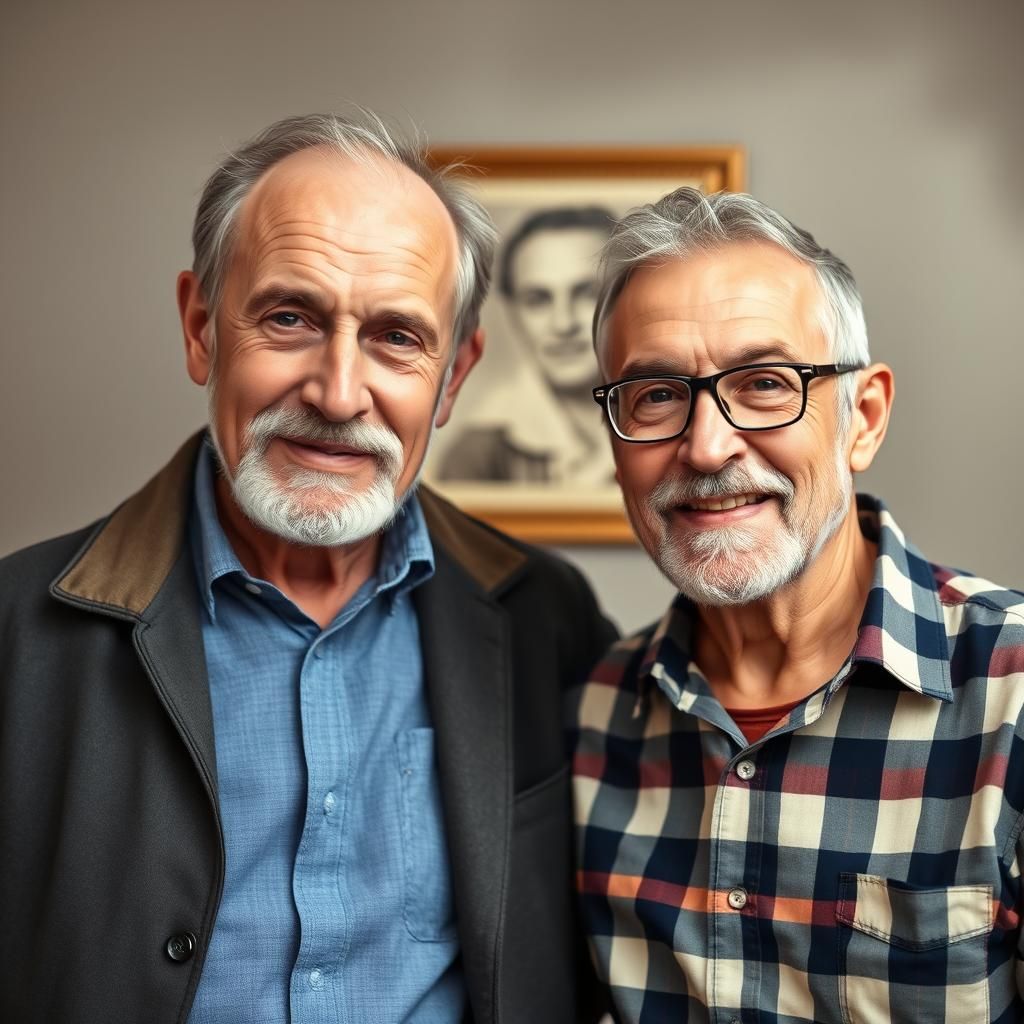 Elderly Gay Couple with Youth Portrait