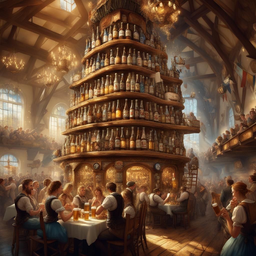 Oktoberfest Beer Stein Tower Fantasy Digital Art
