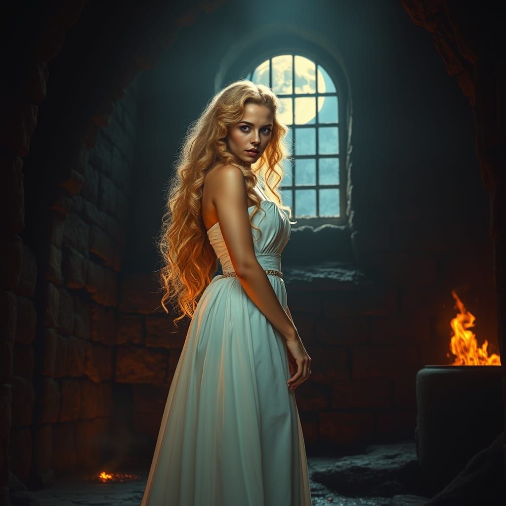 Gothic Beauty in Dark Castle Shadows