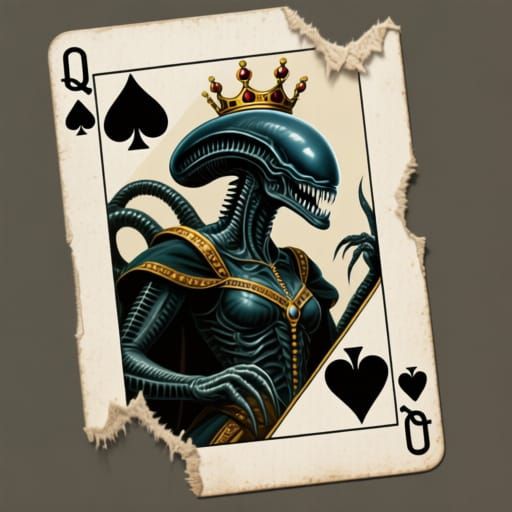 Queen of Spades as Xenomorph Playing Card