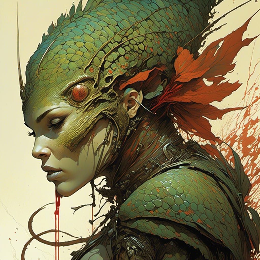 Reptile Woman in Epic Fantasy Masterpiece