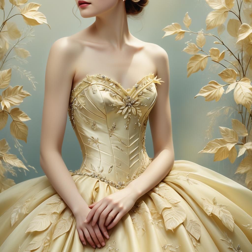 Woman in Pale Yellow Gown: Romanticism Style