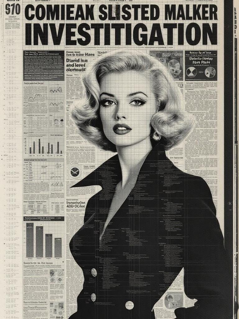 1950s Pin-Up in 1970s Investigative Journalism Style