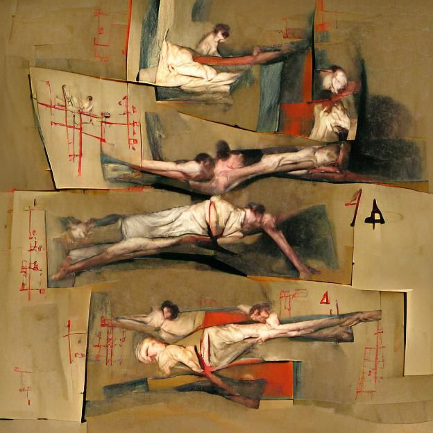 Distorted Figures in Francis Bacon Style