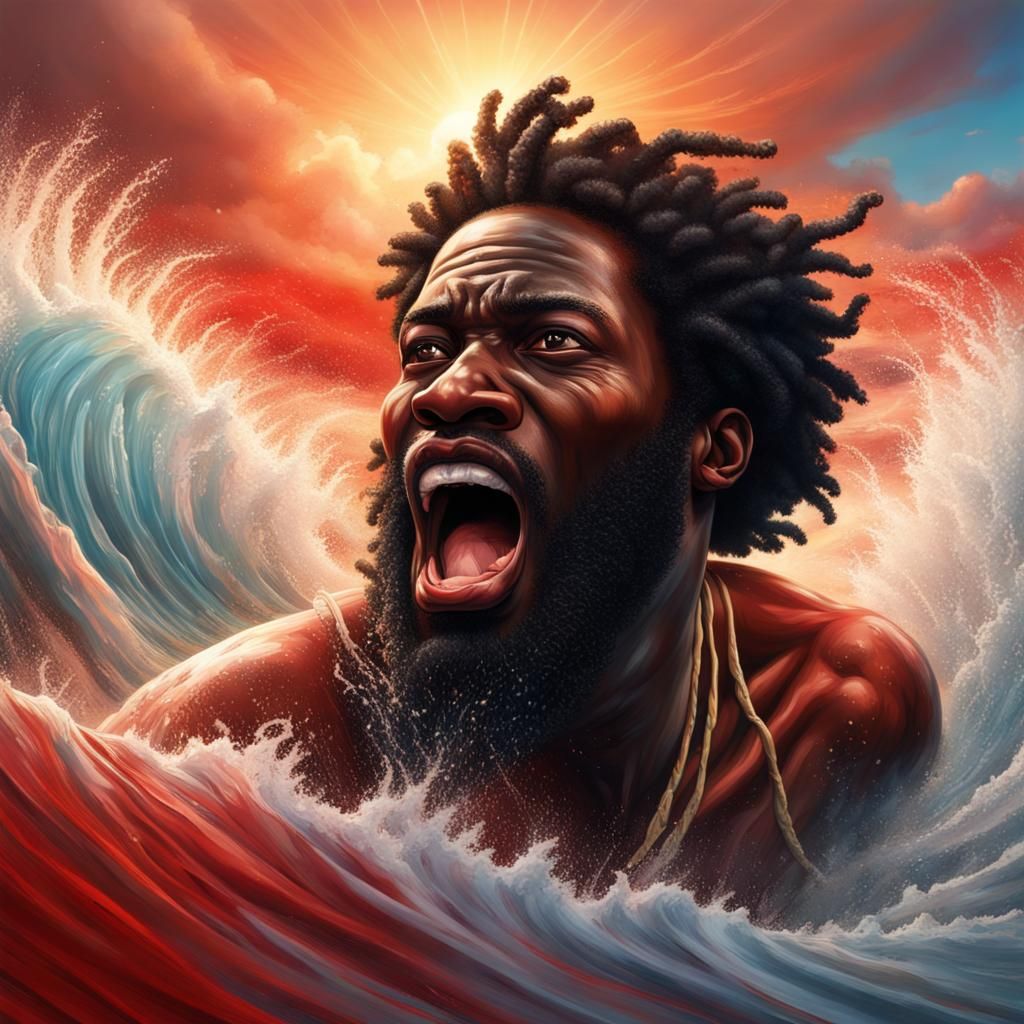 Hyperrealistic Moses Parts the Red Sea: Splash Art