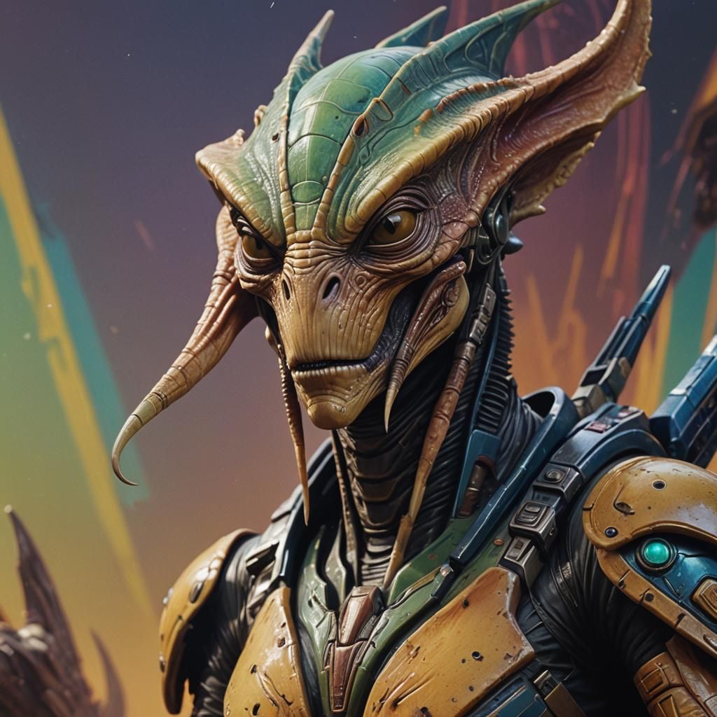 Sci-Fi Goth Alien Portrait in Hyperrealistic Style