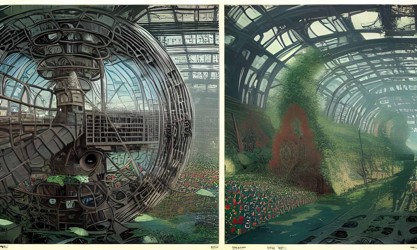 Ecological Biopunk Cityscape with Butterfly Drones