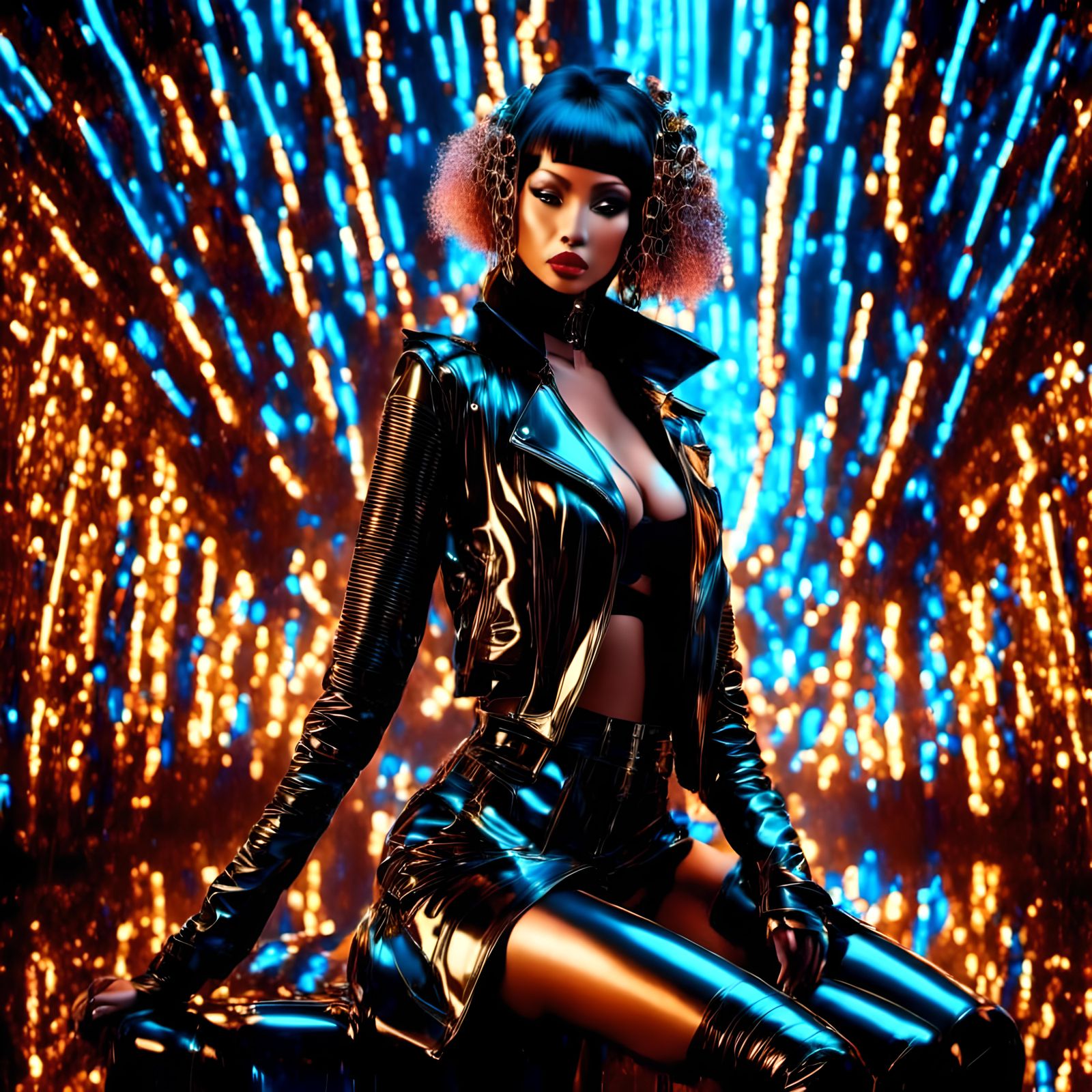 Cyberpunk Lady on Futuristic Motorbike