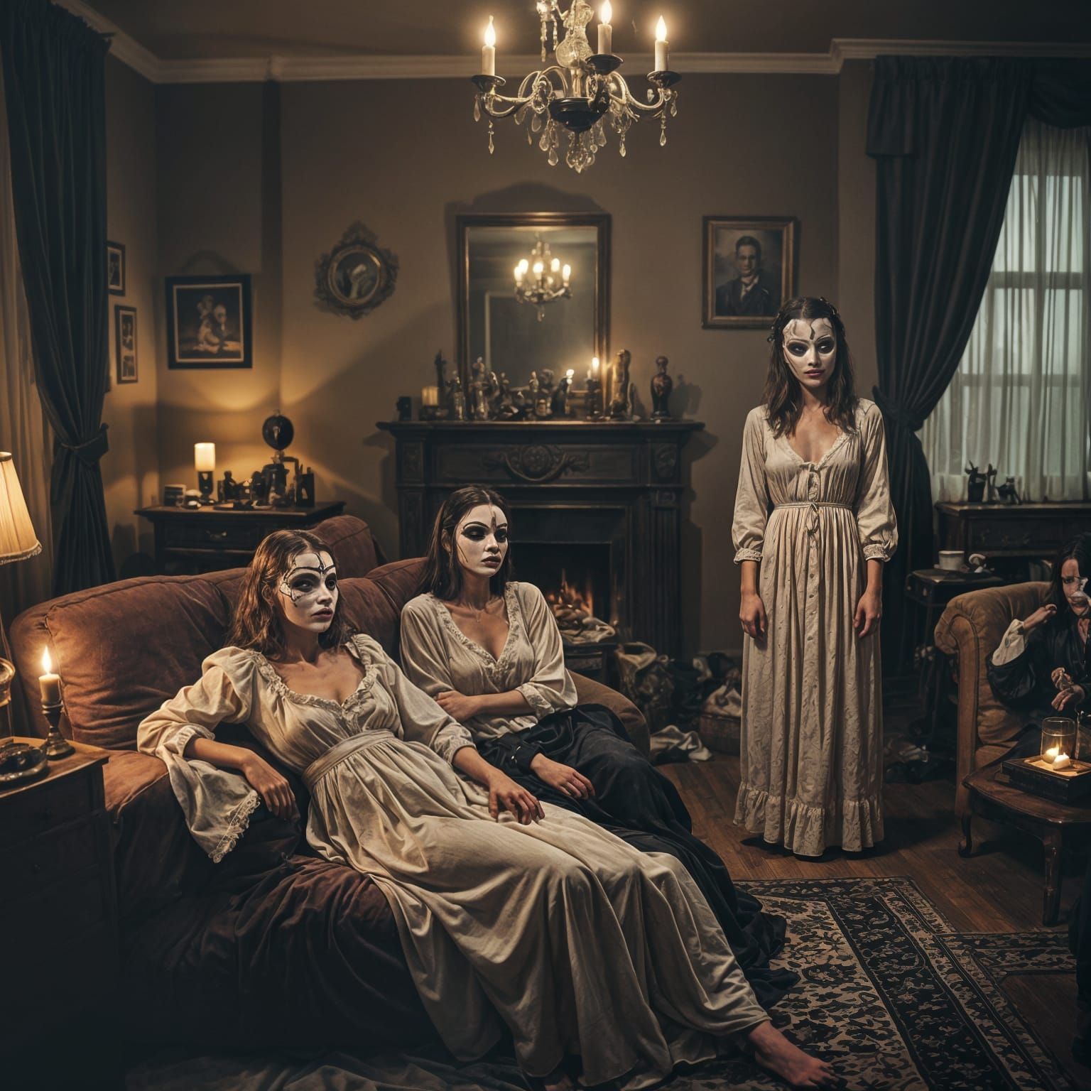 Macabre Masquerade Party in Cinematic Style