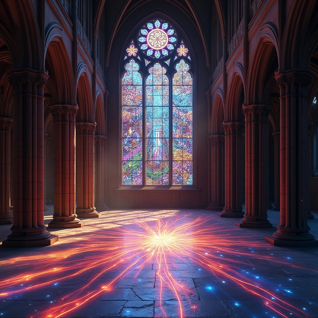Gothic Cathedral Data Streams: Stained Glass Art