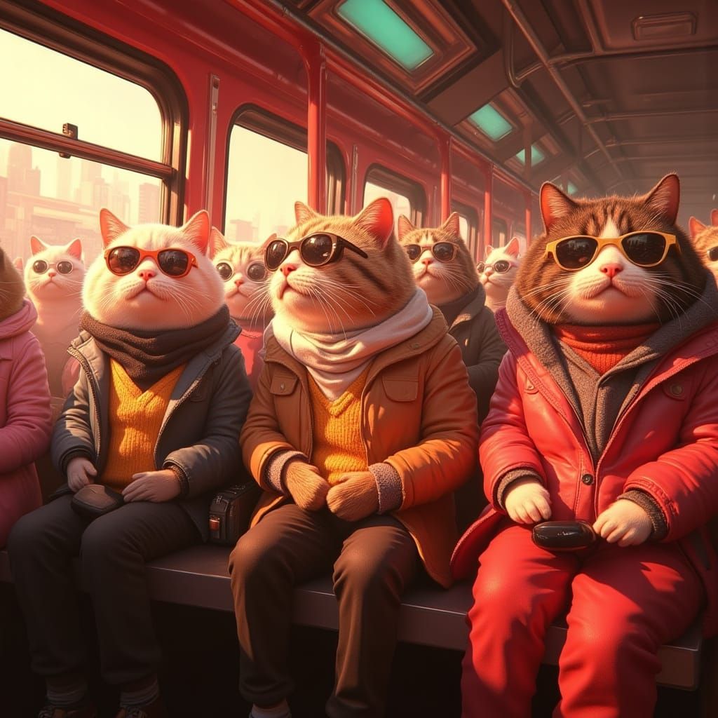 Futuristic Felines in Chic Train Carriage
