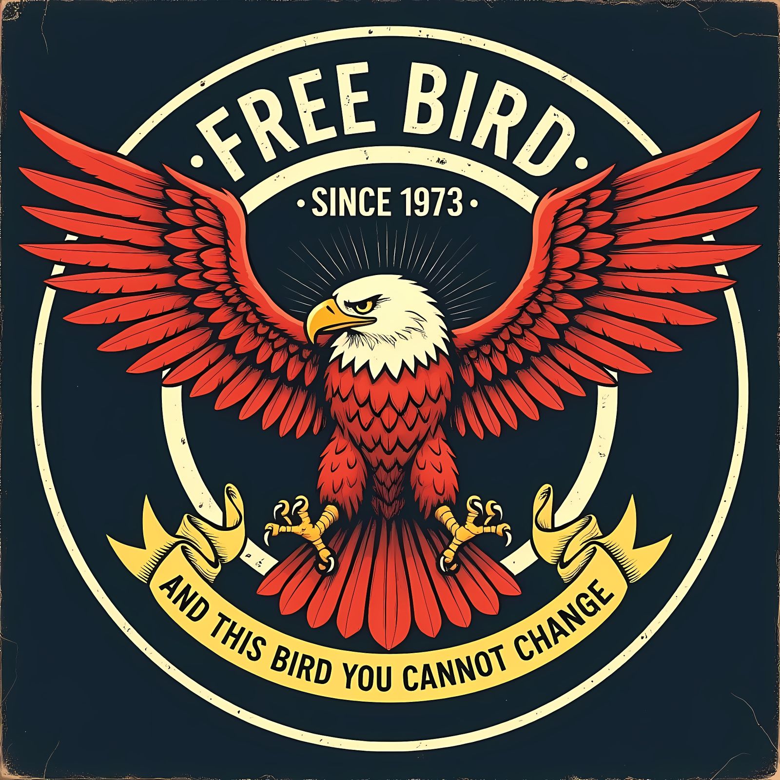 Vintage Eagle Emblem with 'FREE BIRD' Text
