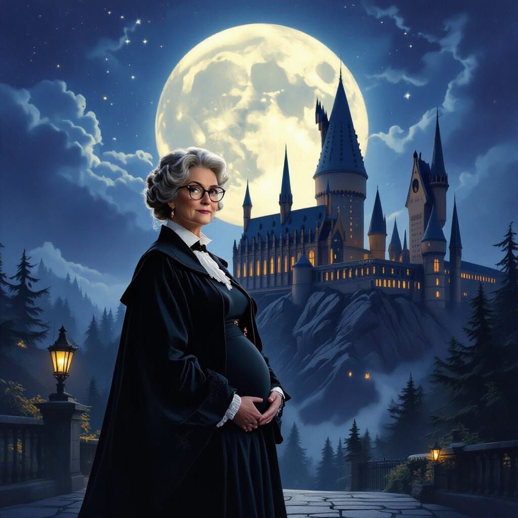 Pregnant Professor McGonagall Before Hogwarts Castle