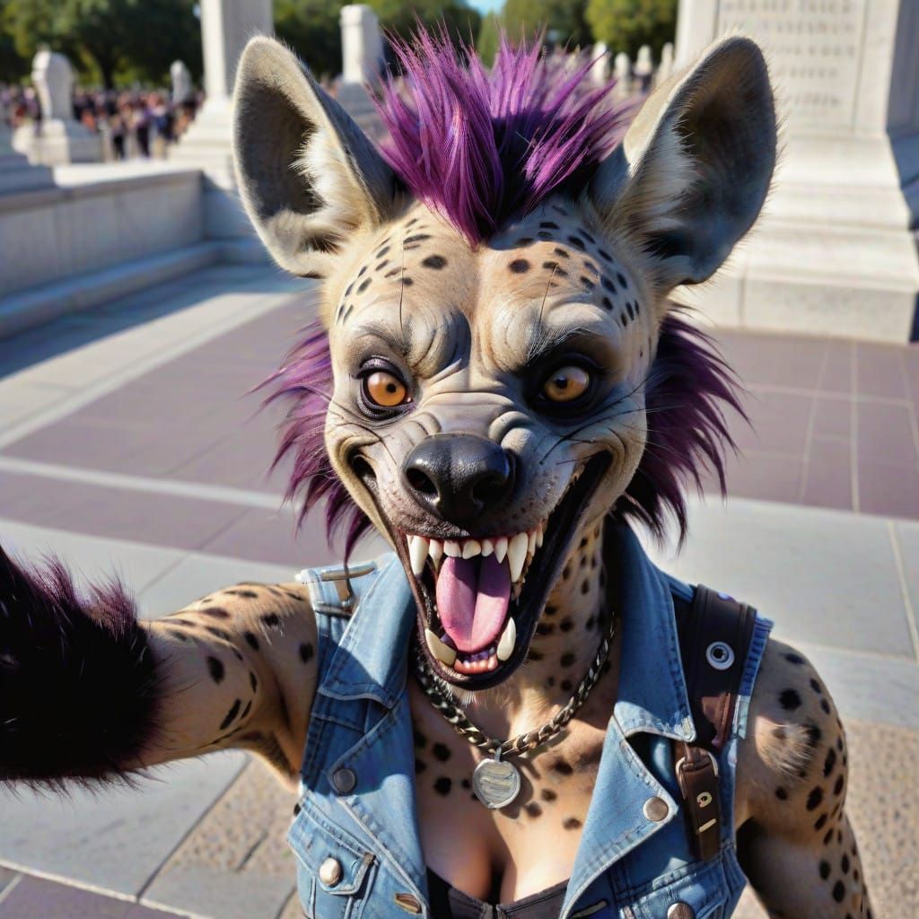 Gorgeous Furry Hyena Takes Selfie at the Tomb in a Flirty De...